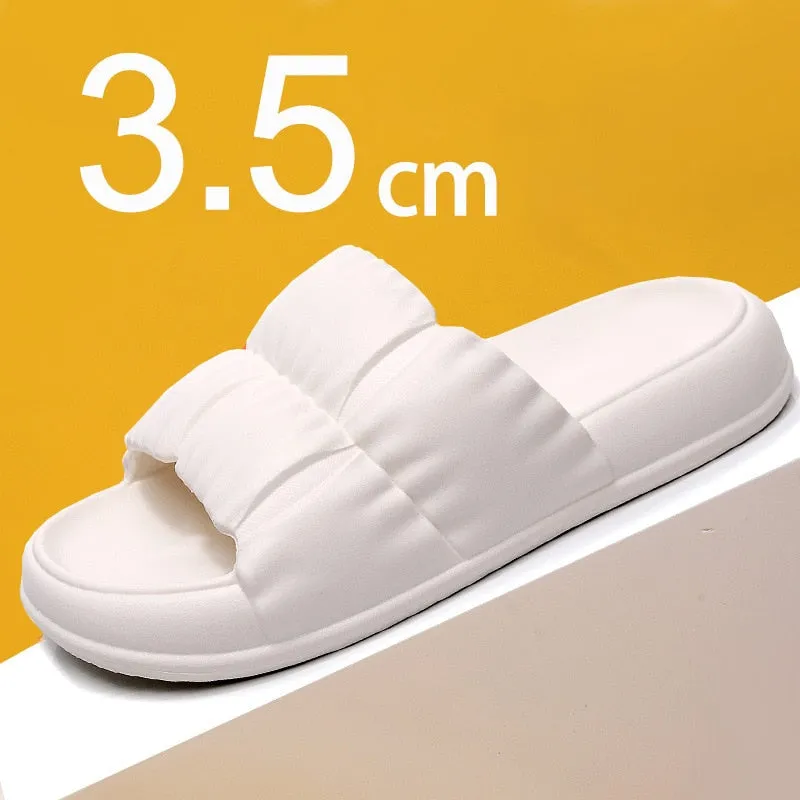 Soft Sole Beach Slides with Thick Platform - Slip-Resistant Flip Flops