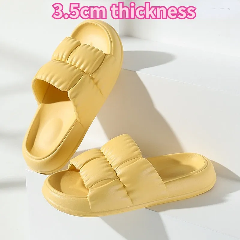 Soft Sole Beach Slides with Thick Platform - Slip-Resistant Flip Flops