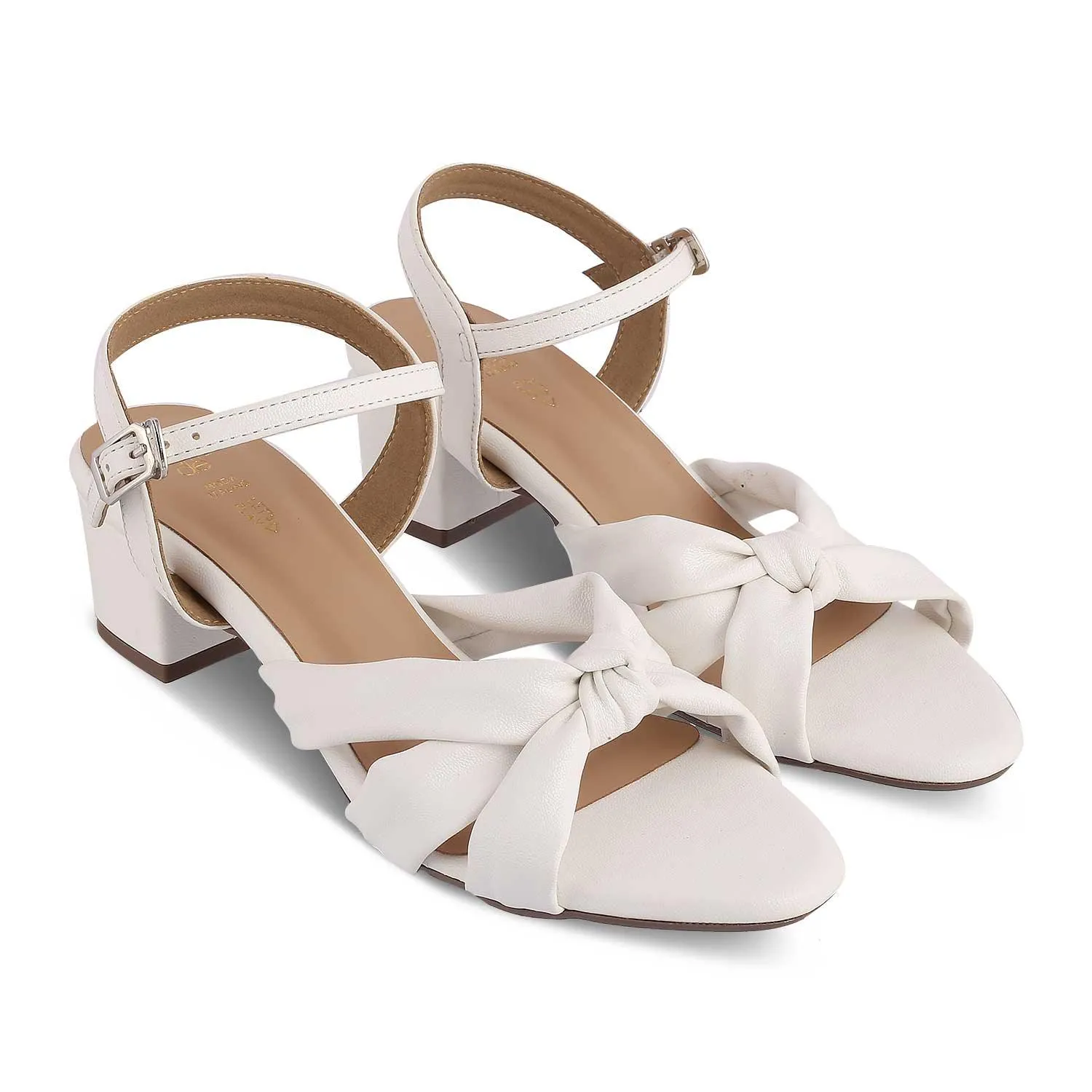 The Boem White Women's Dress Block Heel Sandals