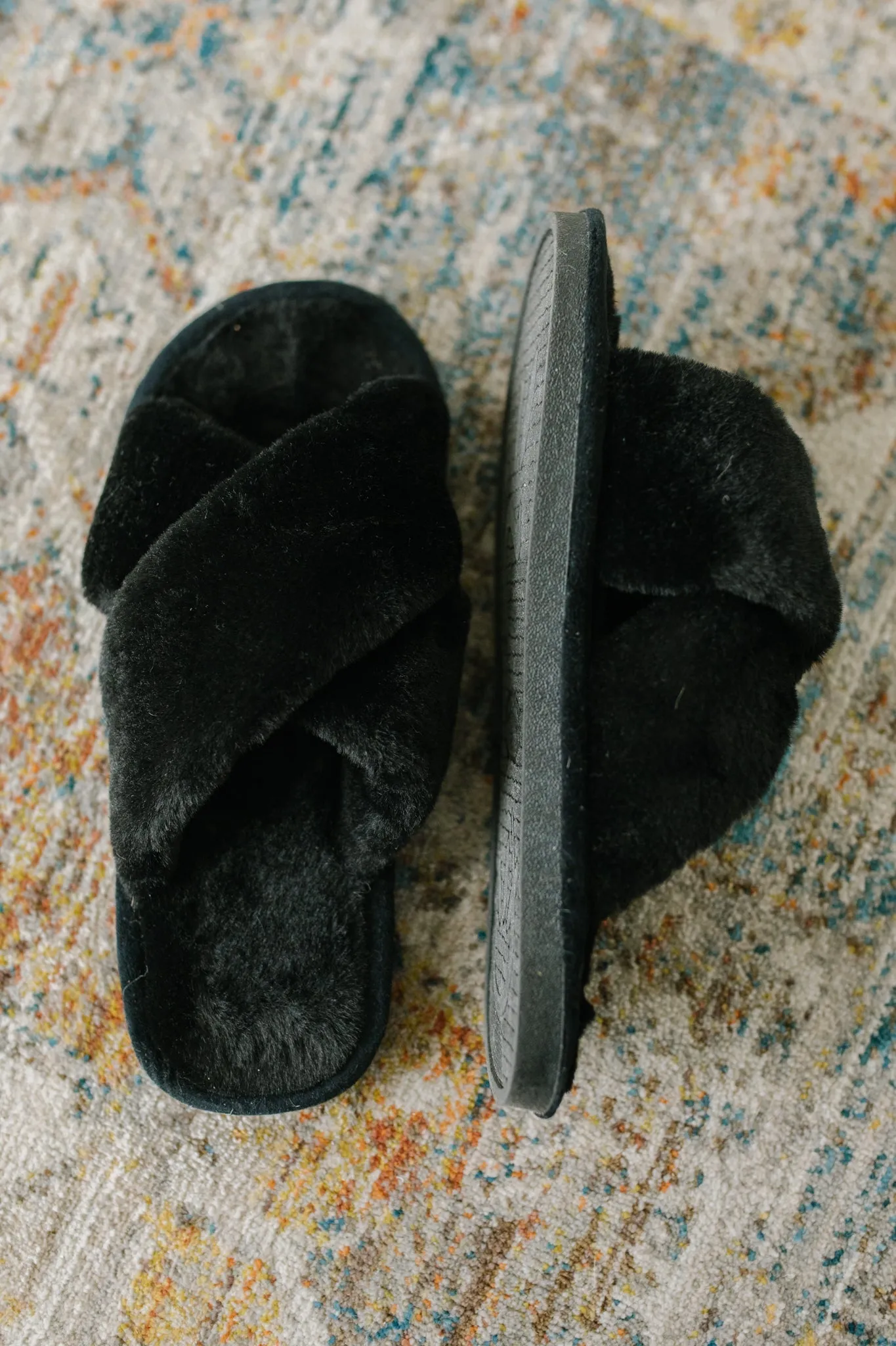 Toasty But Mostly Cozy Black Slippers