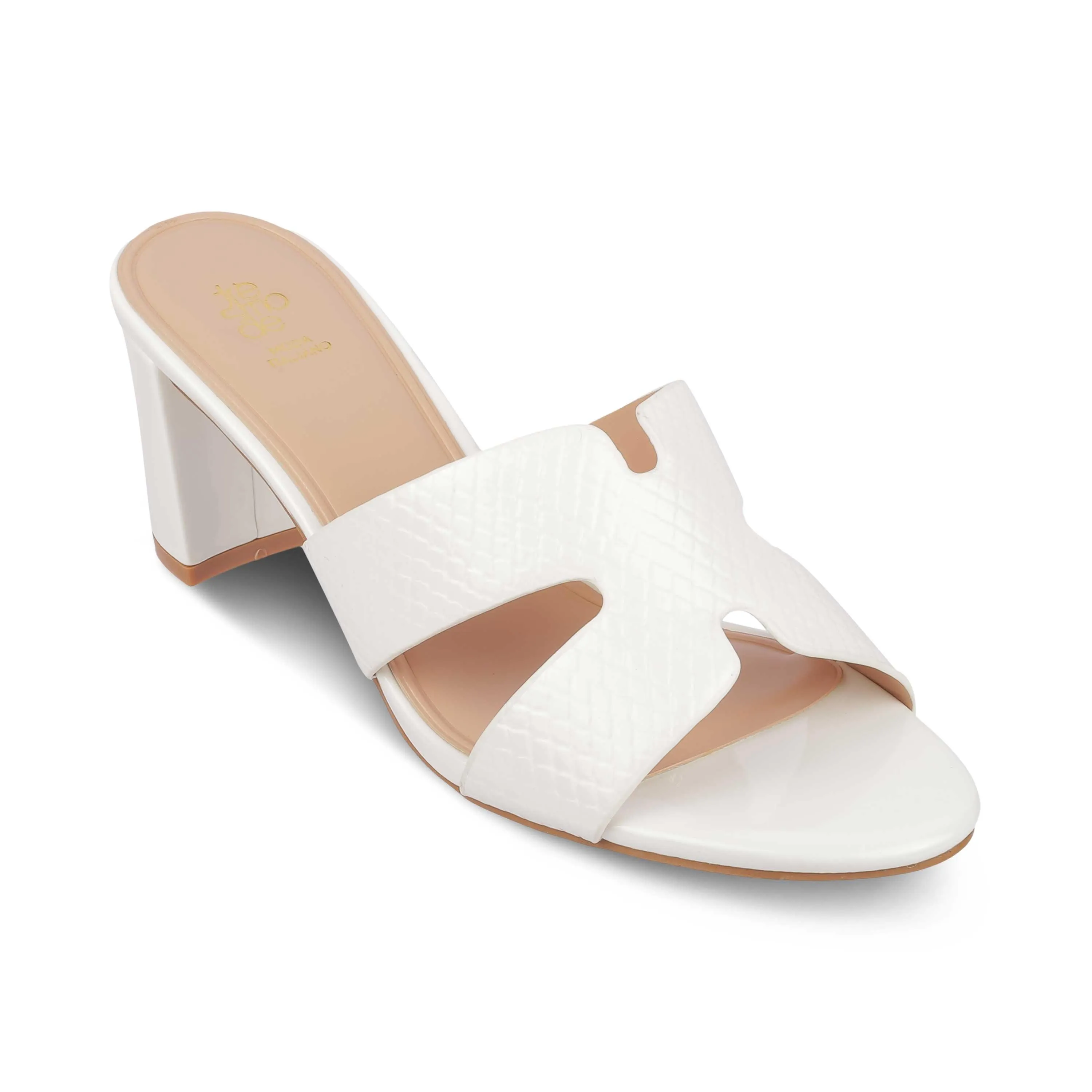 Tresmode Rovero White Women's Dress Block Heel Sandals