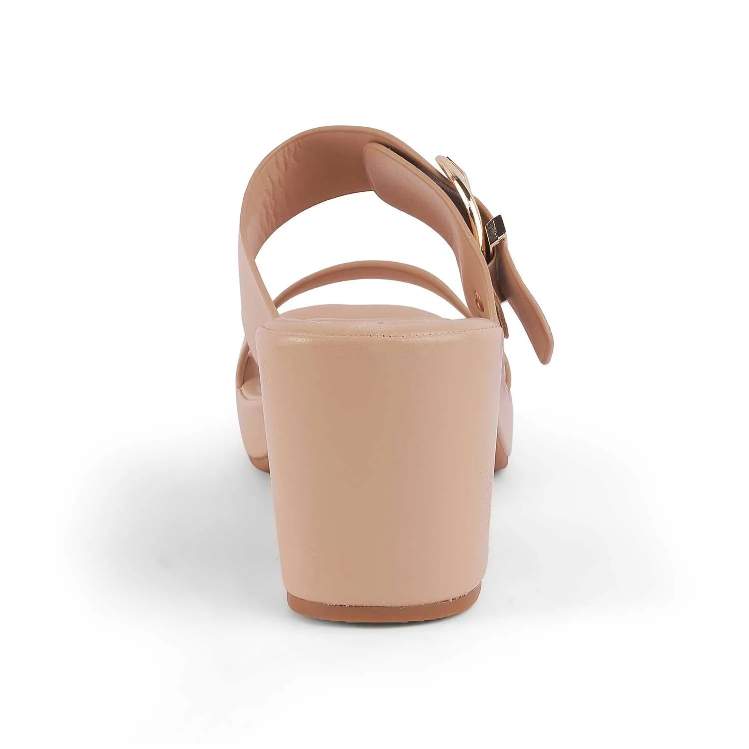 Tresmode Samsi Beige Women's Dress Block Heel Sandals