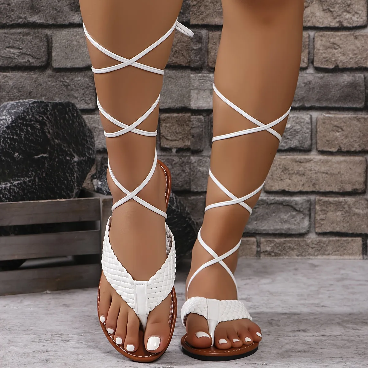 Women’s Braided Flat Sandals for Summer Elegance